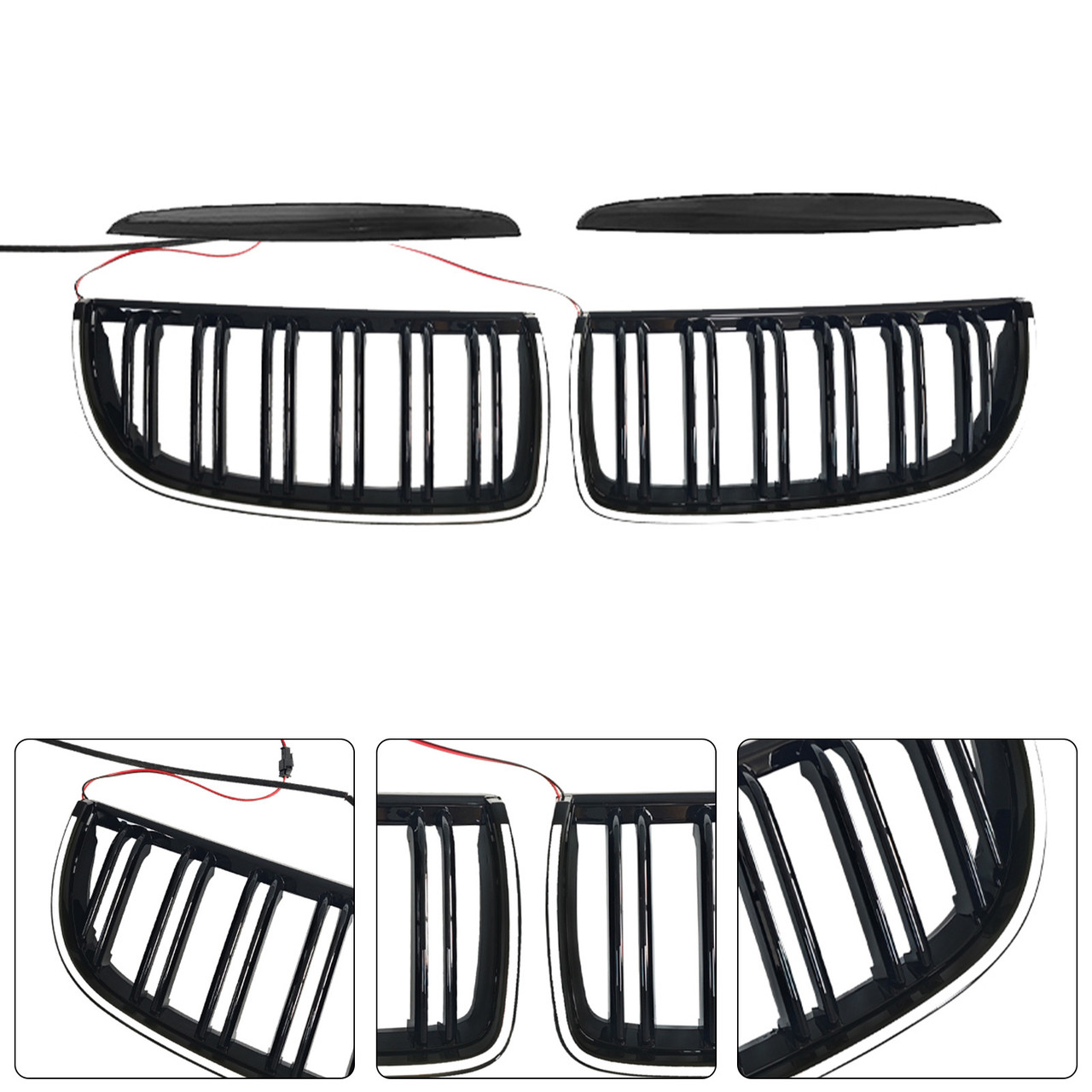 2004-2007 BMW 3 Series E90 320i 323i 328i 335i Front Kidney Double Slat Grille Black Generic