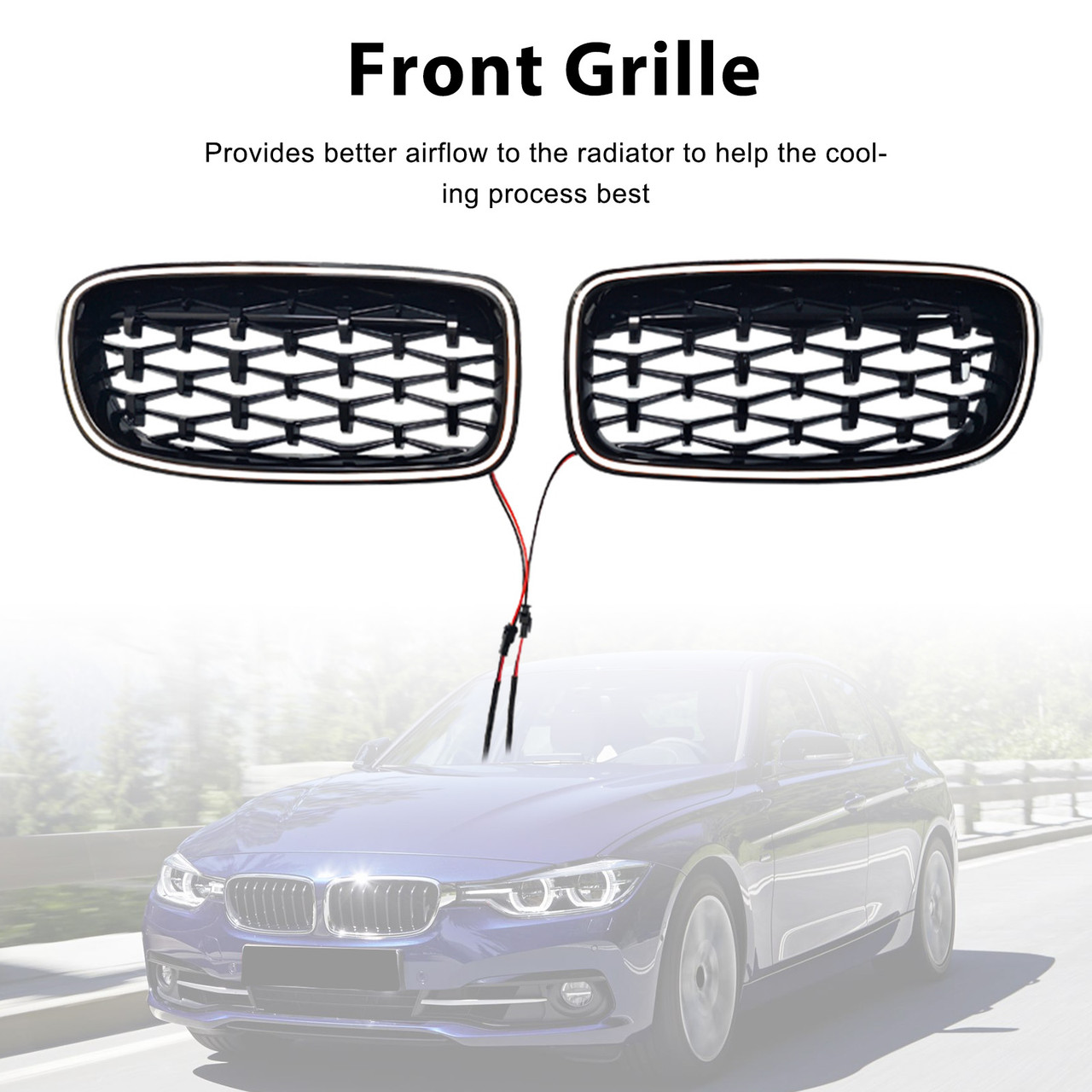 2012-2019 BMW 3-Series F30 F31 F35 Diamond Front Kidney Grille Generic