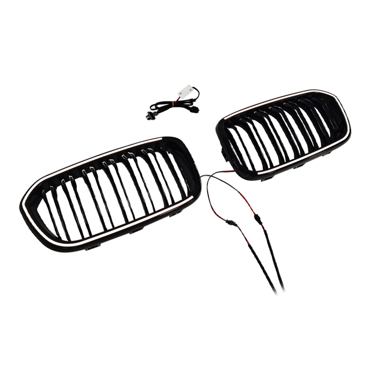 2015-2017 BMW 1 Series F20 F21 Double Line Front Kidney Grille Gloss Black Generic