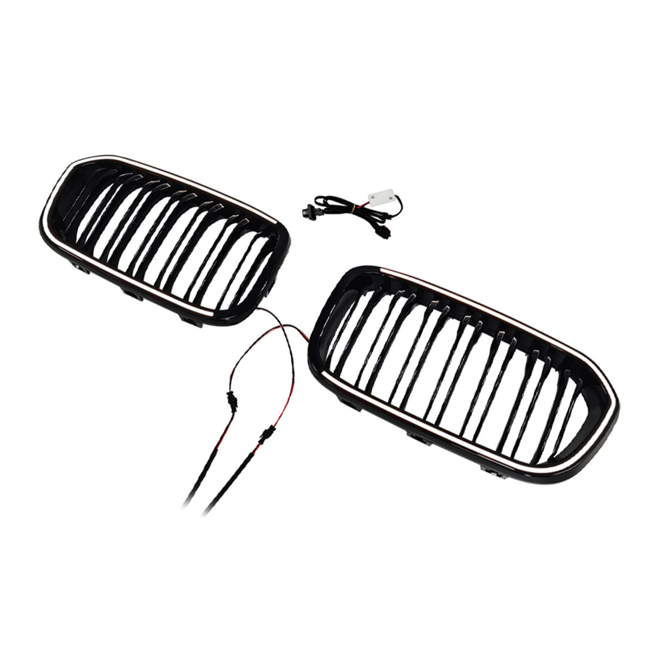 2015-2017 BMW 1 Series F20 F21 Double Line Front Kidney Grille Gloss Black Generic