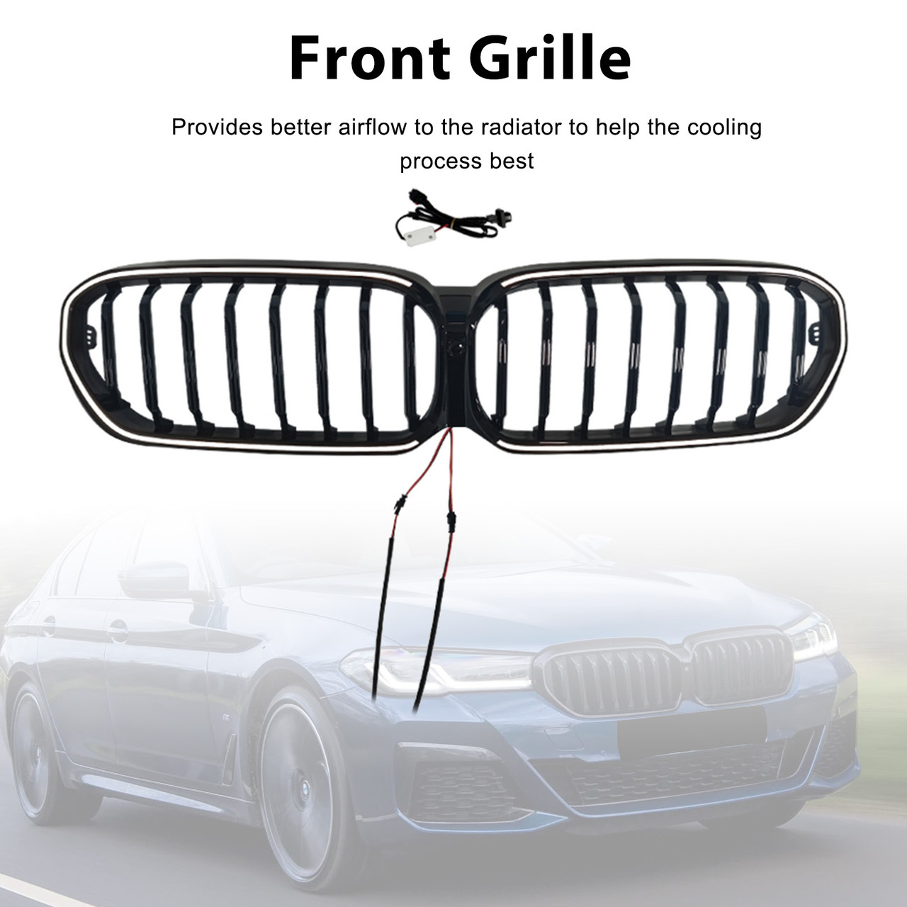 2021-2024 BMW 5 Series G30 G31 G38 Front Kidney Grille Gloss Black Generic