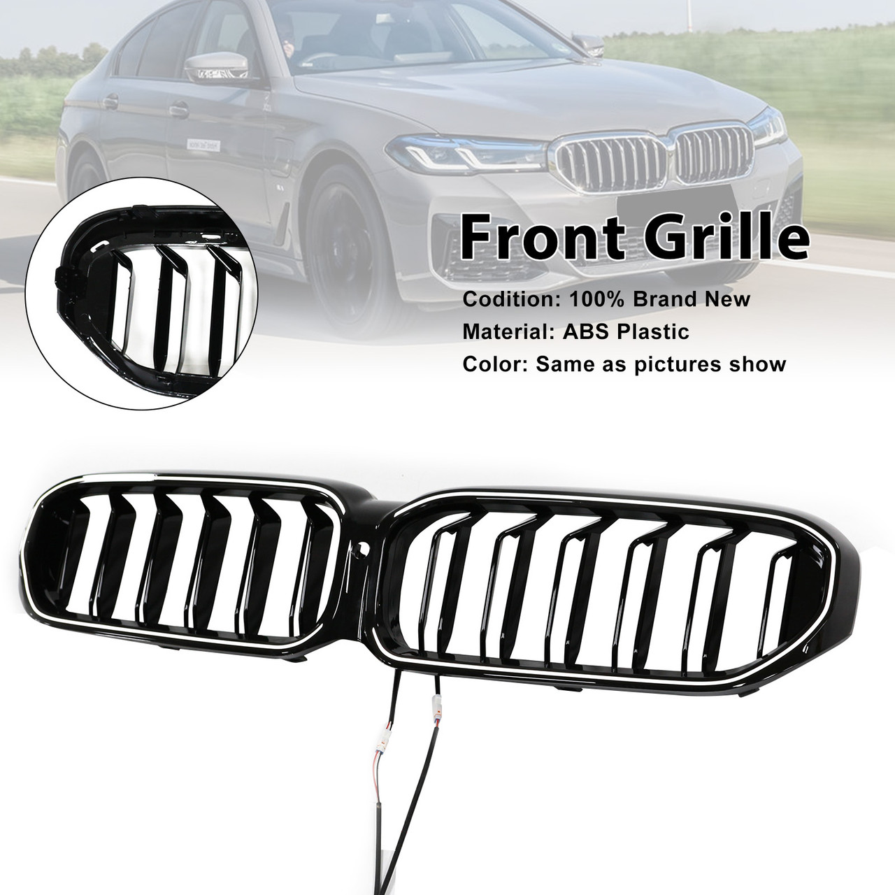 2021-2024 BMW 5 Series G30 G31 G38 Gloss Black Front Kidney Grille Generic