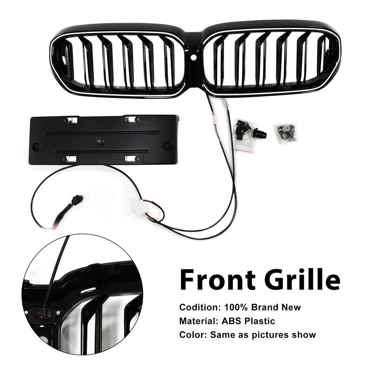 2021-2024 BMW 5 Series G30 G31 G38 Gloss Black Front Kidney Grille Generic