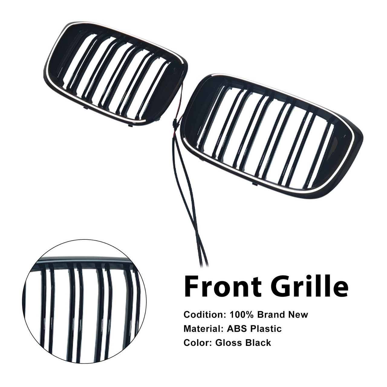 2018-2021 BMW X3 X4 Front Kidney Mesh Grille Gloss Black Generic