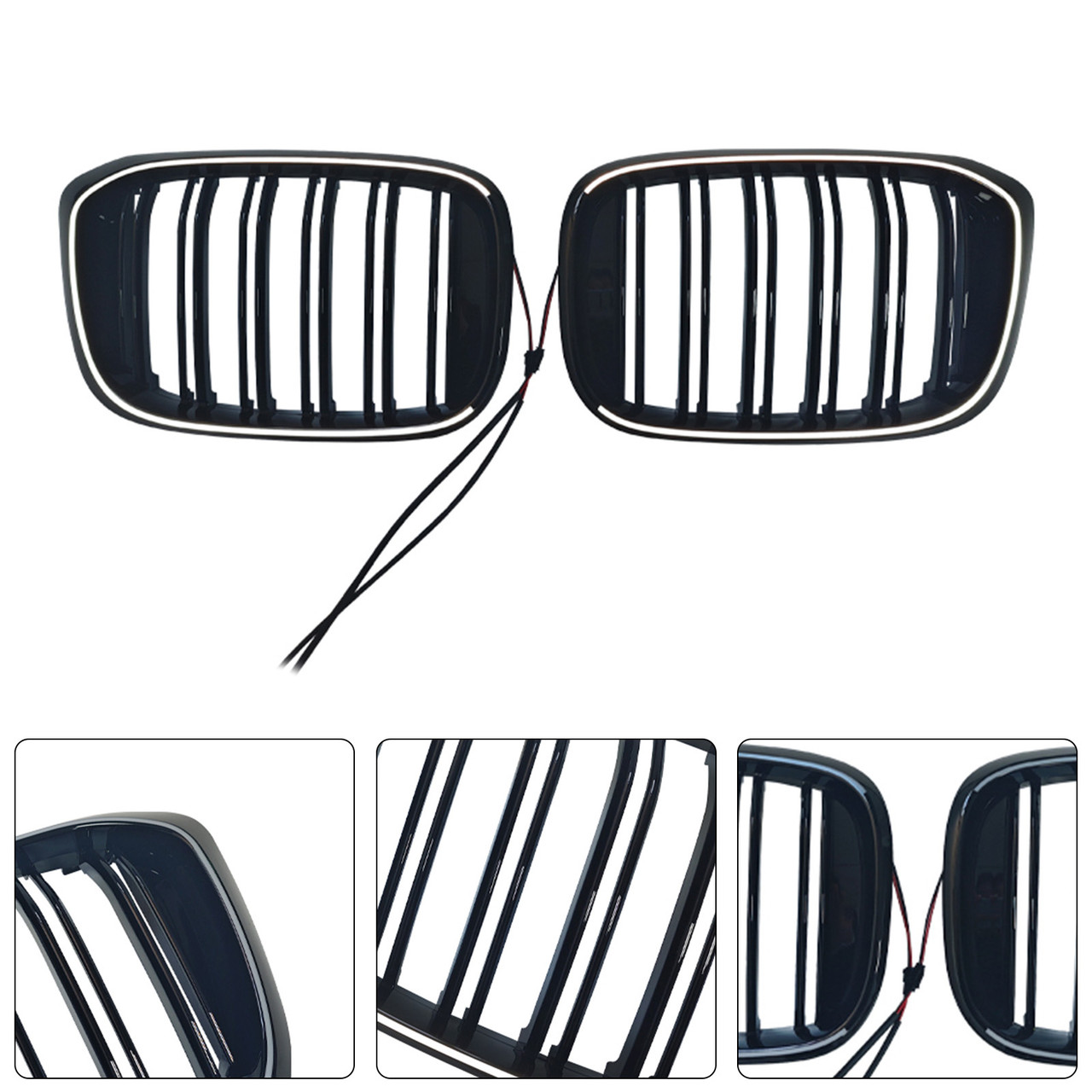 2018-2021 BMW X3 X4 Front Kidney Mesh Grille Gloss Black Generic