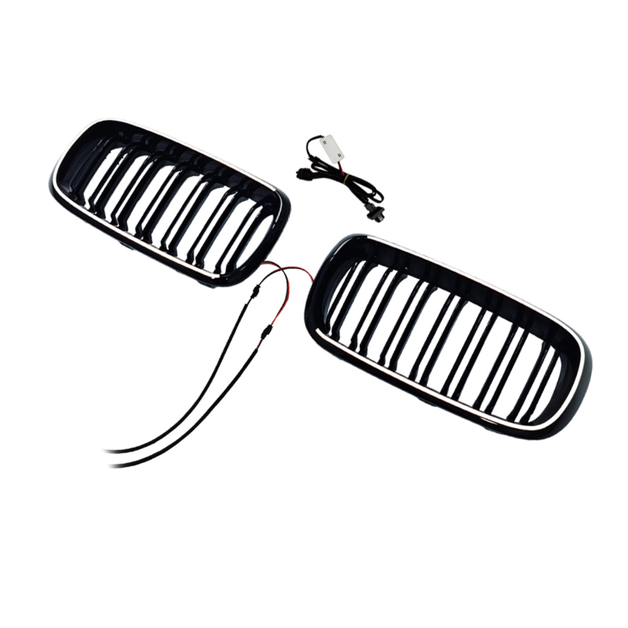 2013-2018 BMW X5/X6 F15/F16 Double Slat Front Bumper Kidney Grille Gloss Black Generic