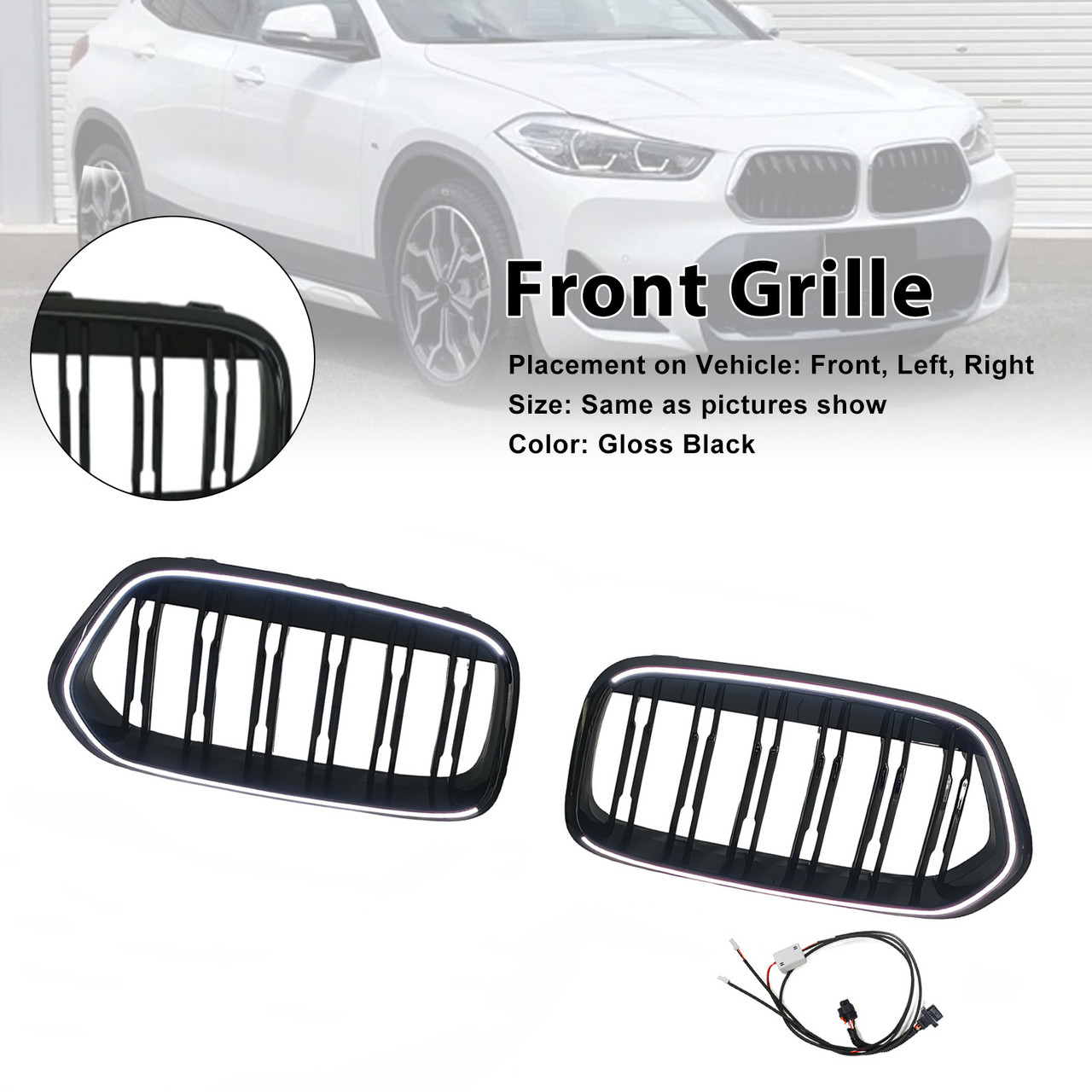 2018-2023 BMW X2 Series F39 Front Bumper Grille Blakc Generic