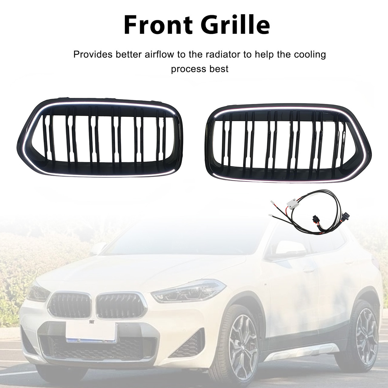 2018-2023 BMW X2 Series F39 Front Bumper Grille Blakc Generic