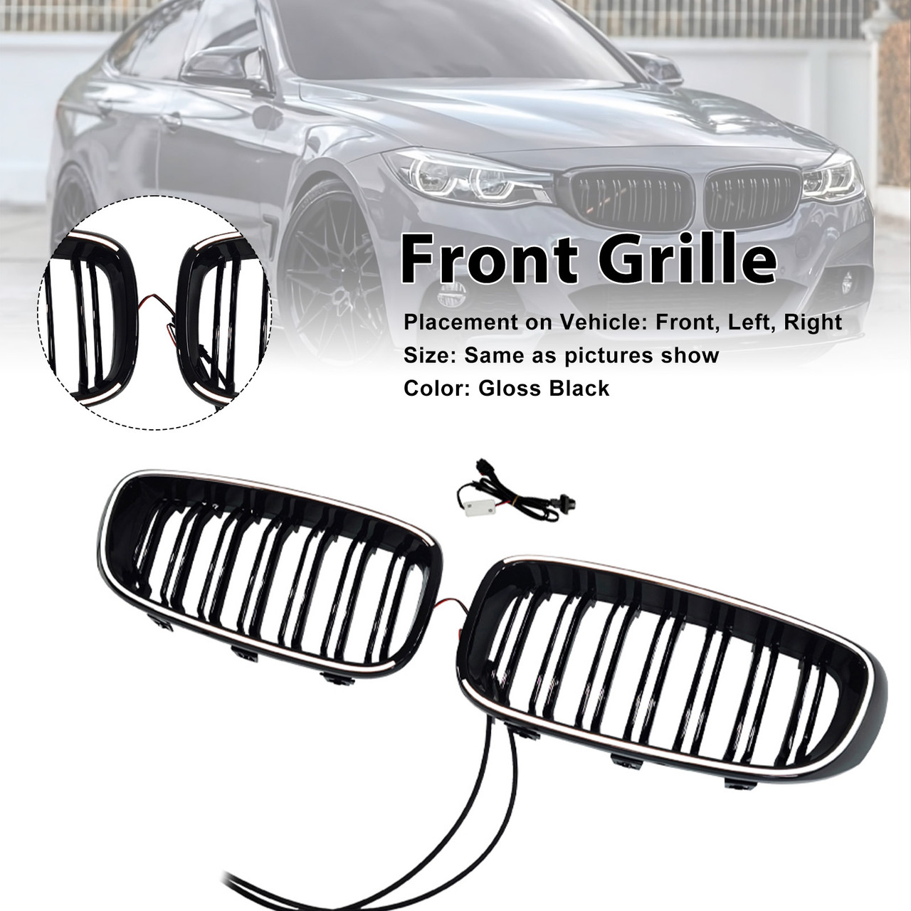 2013-2019 BMW 3 Series F34 GT Dual Slat Front Bumper Grille Generic