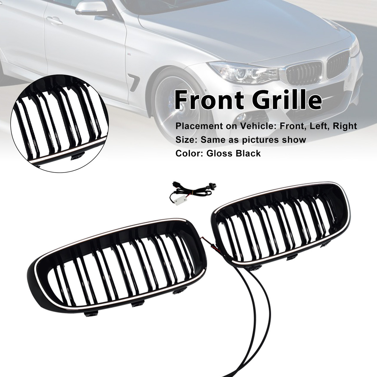 2013-2019 BMW 3 Series F34 GT Dual Slat Front Bumper Grille Generic