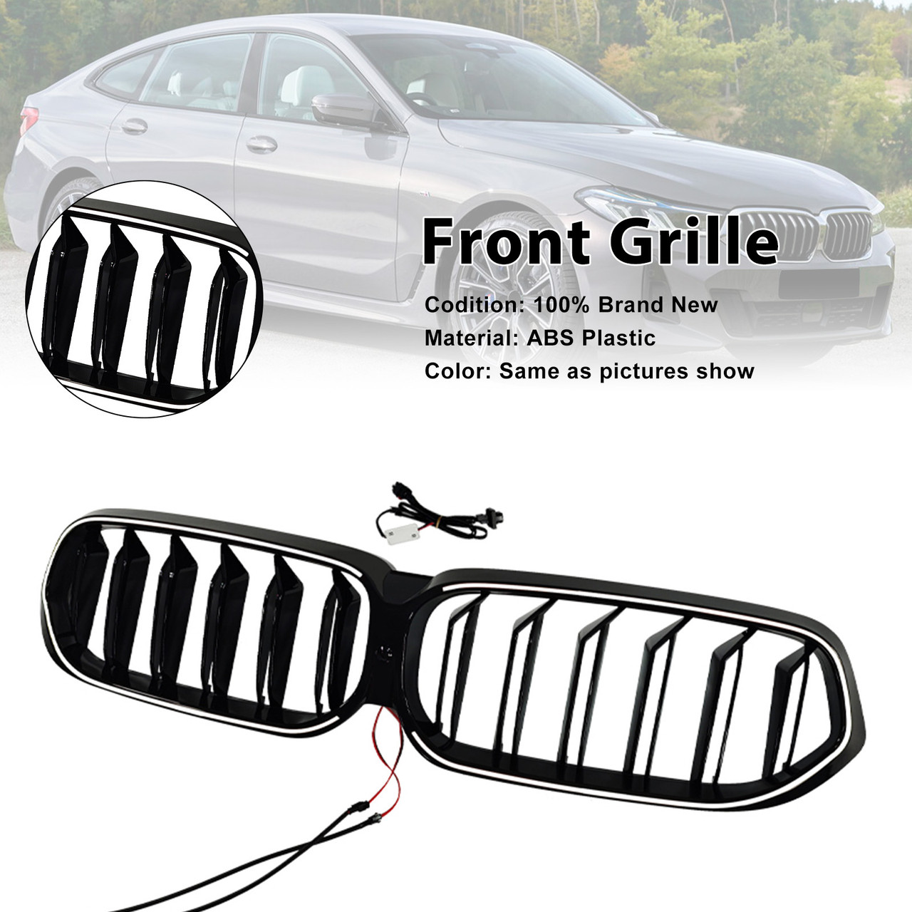 2020-2025 BMW 6 Series G32 Double Slat Black Front Kidney Grille Generic