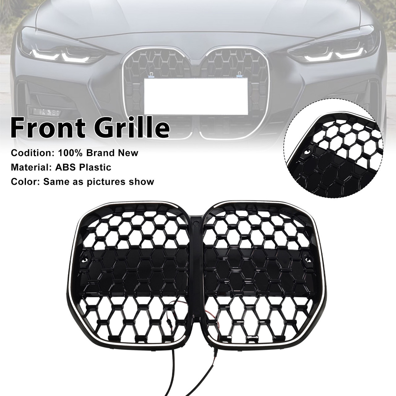2020-2025 BMW 4 Series G22 G23 G82 Without ACC Front Bumper Grille Black Generic
