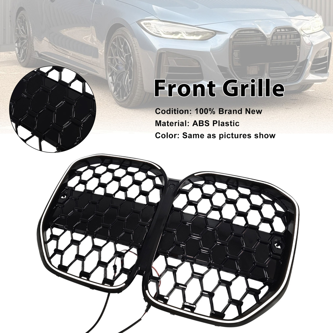 2020-2025 BMW 4 Series G22 G23 G82 Without ACC Front Bumper Grille Black Generic