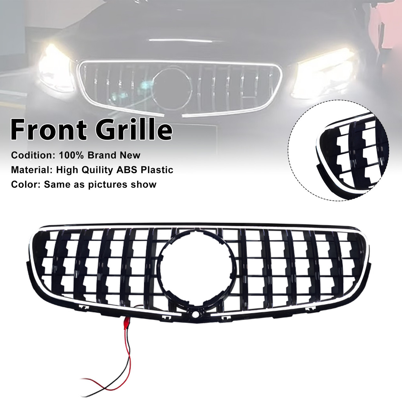 2015-2019 Mercedes-Benz GLC-Class W253 X253 GLC300 GLC350 GT-Style Front Bumper Grille With Camera Hole Generic