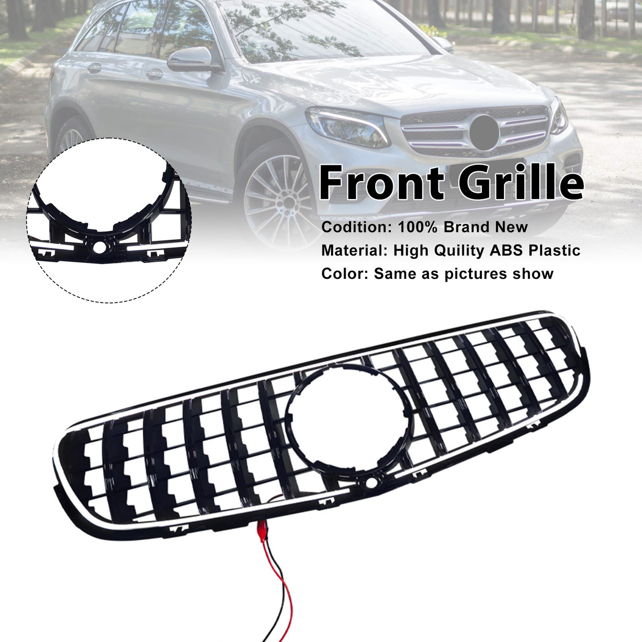 2015-2019 Mercedes-Benz GLC-Class W253 X253 GLC300 GLC350 GT-Style Front Bumper Grille With Camera Hole Generic