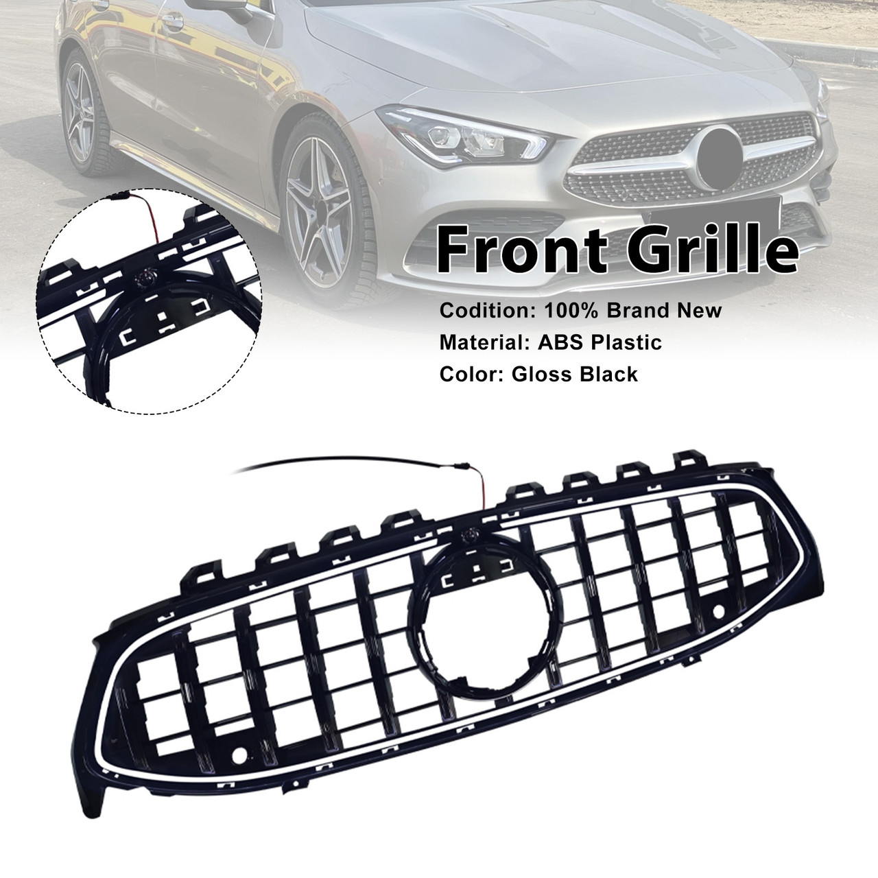 2020-2024 MERCEDES BENZ CLA-CLASS W118 C118 Front Bumper Grille Black Generic