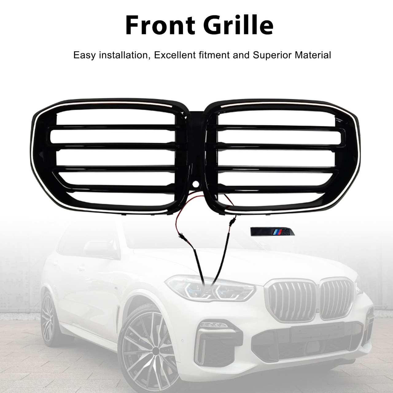 2024 BMW X5 G05 G18 M-Style Front Bumper Grille Gloss Black Generic
