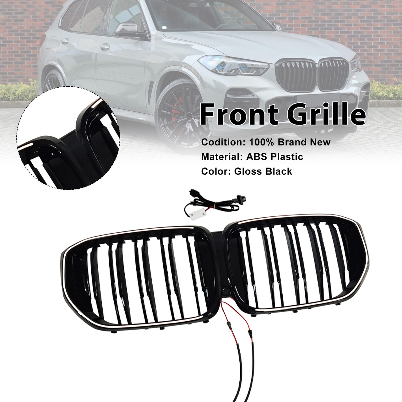 2024 BMW X5 G05 G18 Front Bumper Grille Black Gloss Black Generic