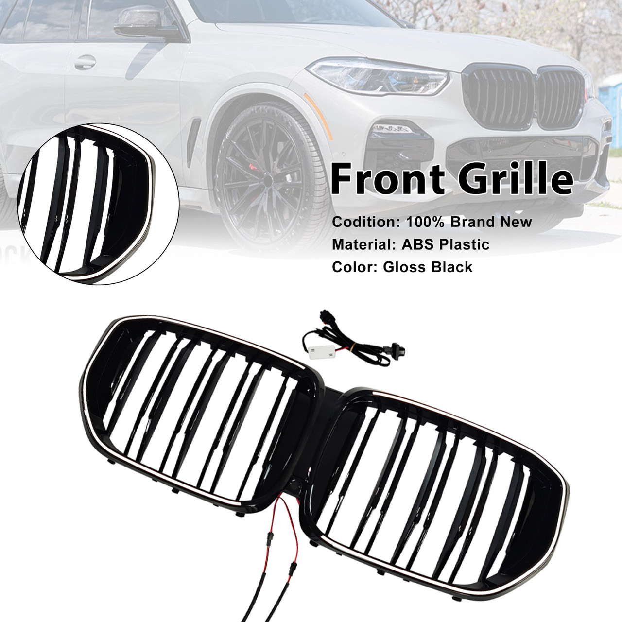 2024 BMW X5 G05 G18 Front Bumper Grille Black Gloss Black Generic