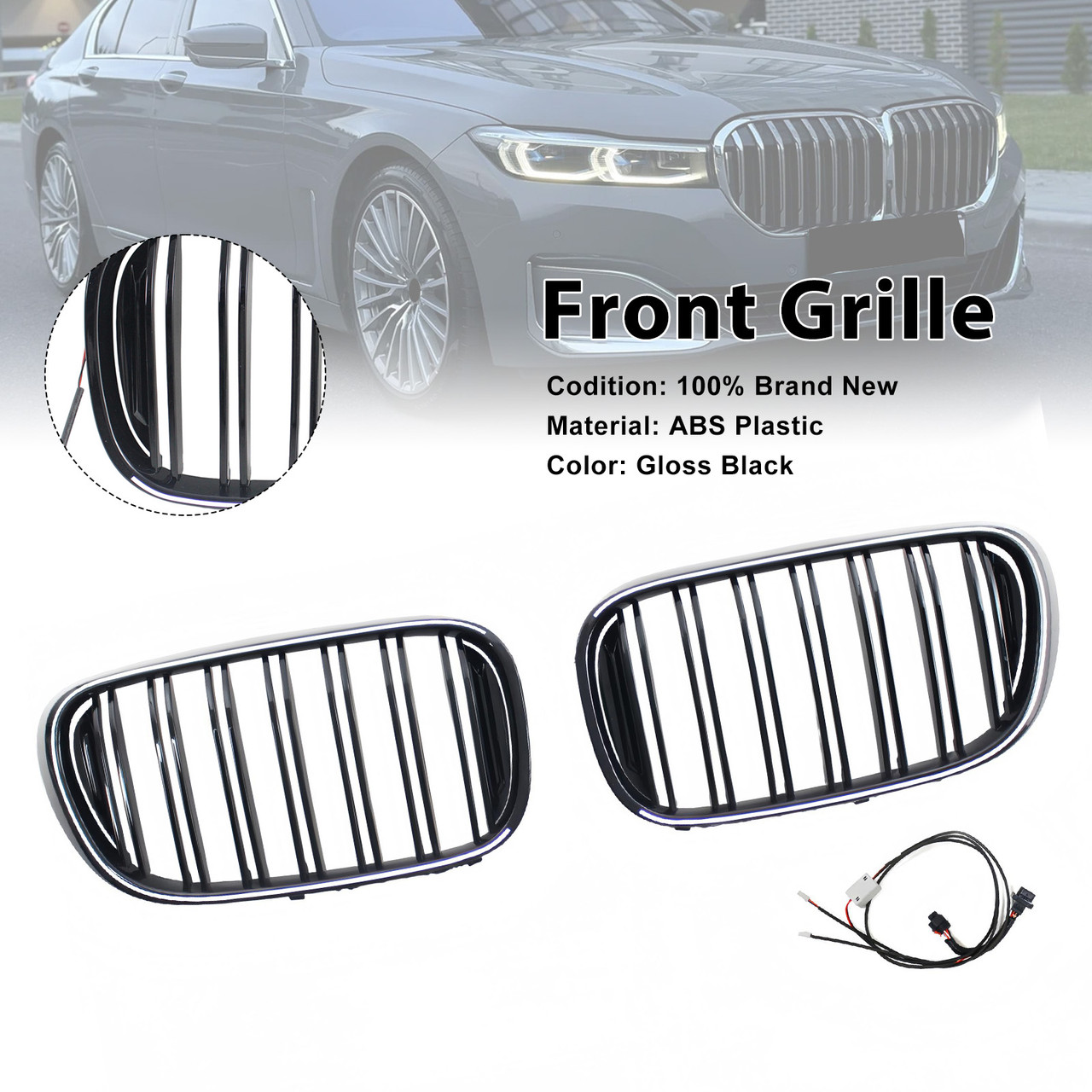 2015-2019 BMW 7 Series G11 Front Kidney Grille Gloss Black Generic