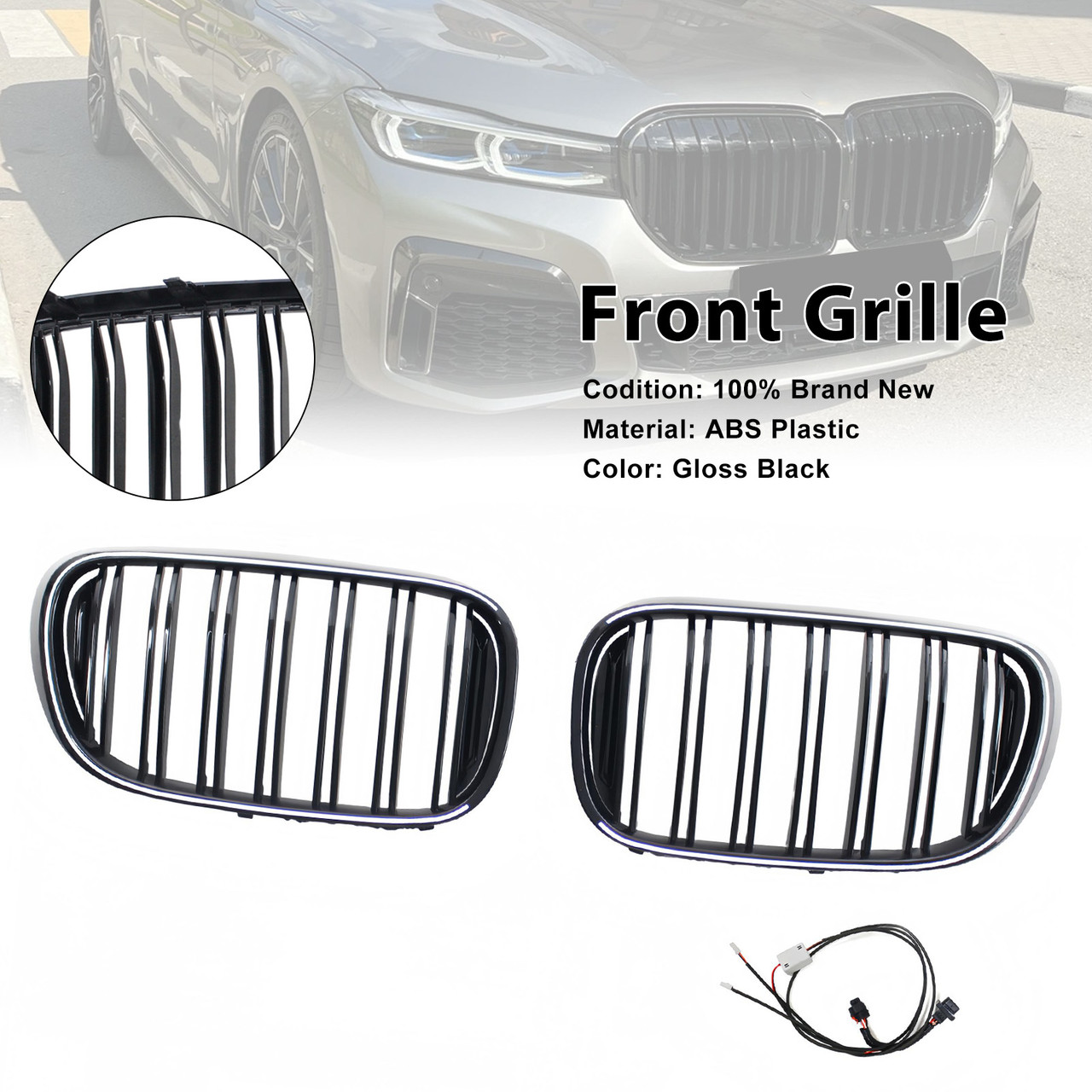 2015-2019 BMW 7 Series G11 Front Kidney Grille Gloss Black Generic