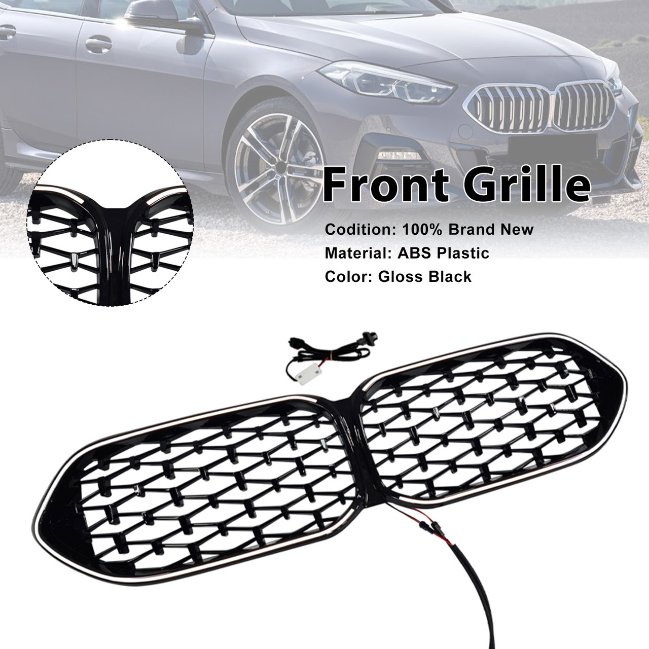 2020-2023 BMW 2 Series Gran Coupe F44 Front Grille Gloss Black Generic