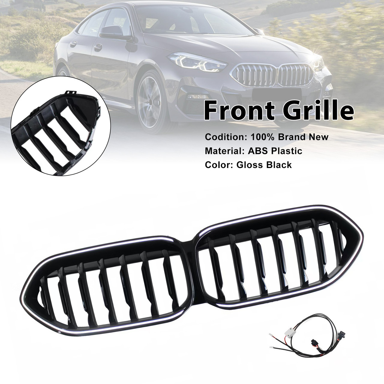 2020-2023 BMW 2 Series Gran Coupe F44 Front Bumper Grille Gloss Black Generic