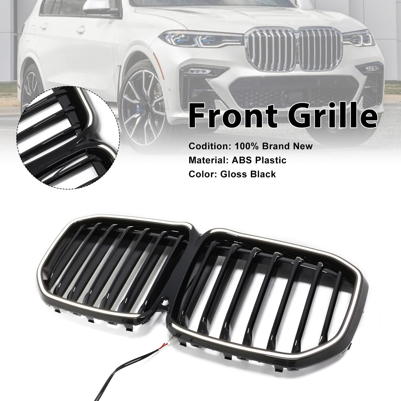 2019-2022 BMW X7 G07 Single Slat Gloss Black Front Kidney Grille Generic