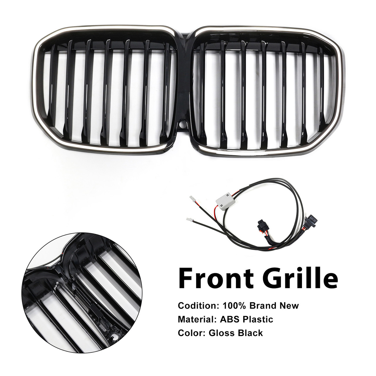 2019-2022 BMW X7 G07 Single Slat Gloss Black Front Kidney Grille Generic