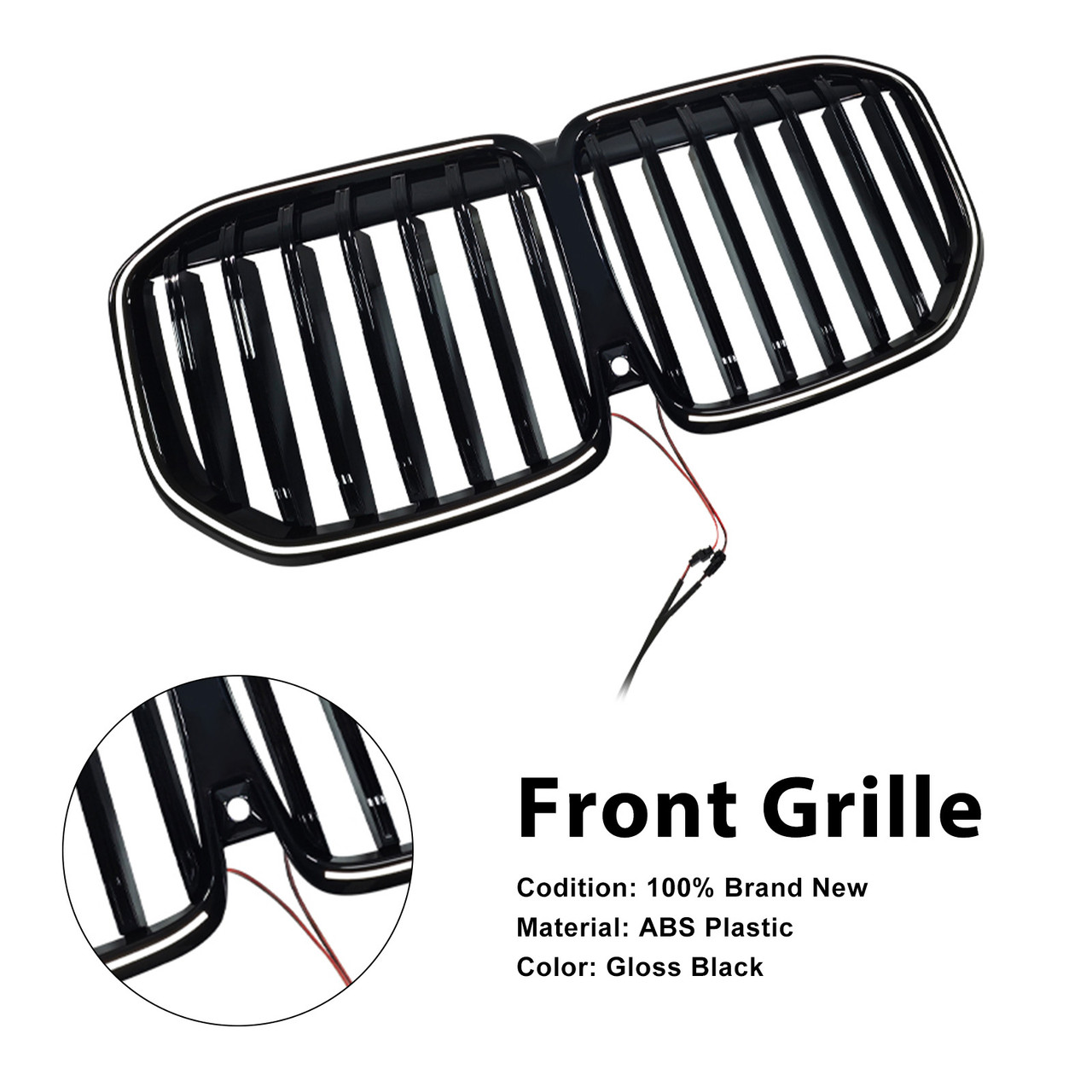 2013-2026 BMW X7 G07 Black Single Line Front Bumper Grille Gloss Black Generic