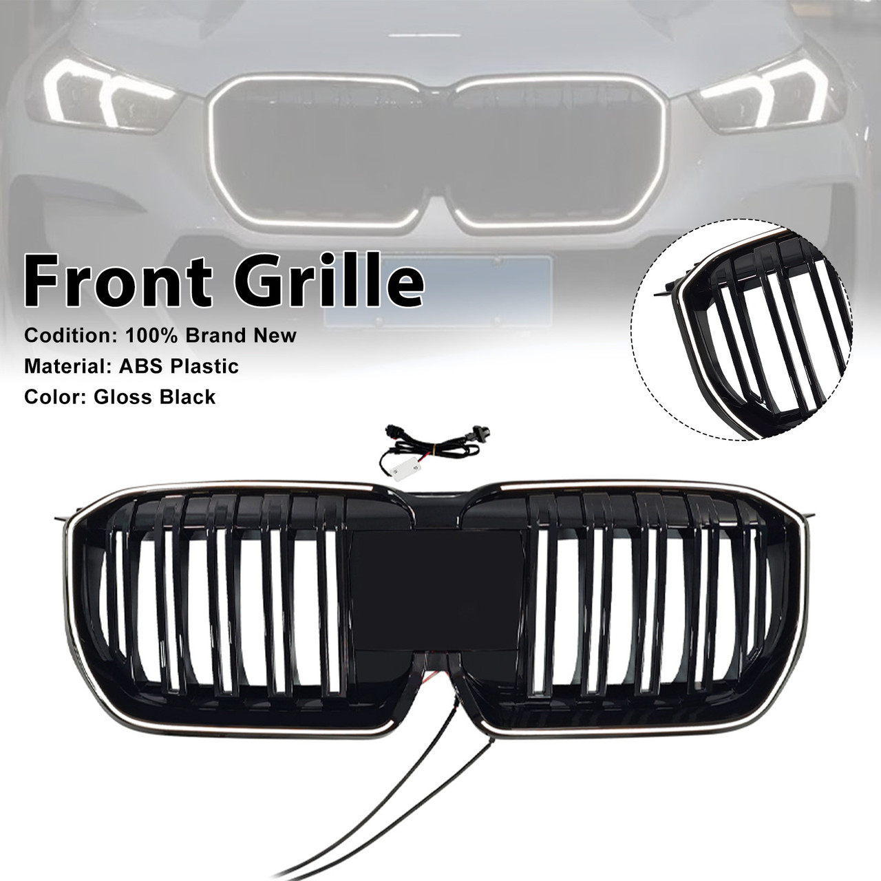 2023-2025 BMW X1 U11 U12 Double Slat Black Front Bumper Kidney Grille Generic