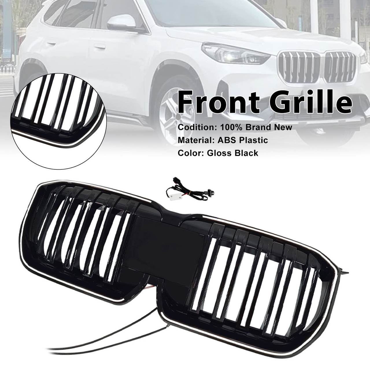 2023-2025 BMW X1 U11 U12 Double Slat Black Front Bumper Kidney Grille Generic