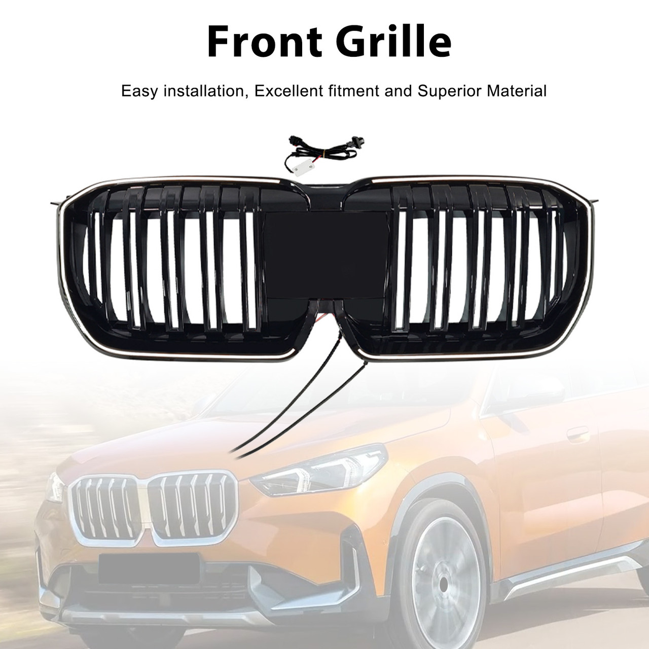 2023-2025 BMW X1 U11 U12 Double Slat Black Front Bumper Kidney Grille Generic