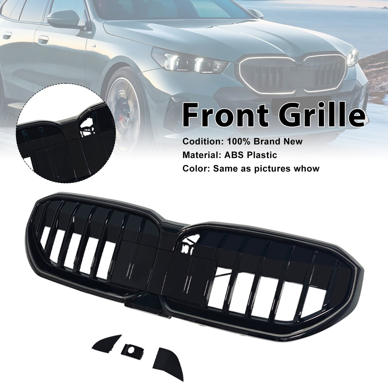2024-2026 BMW 5 Series I5 G60 G61 G68 M60-Style Front Bumper Grille Black Generic