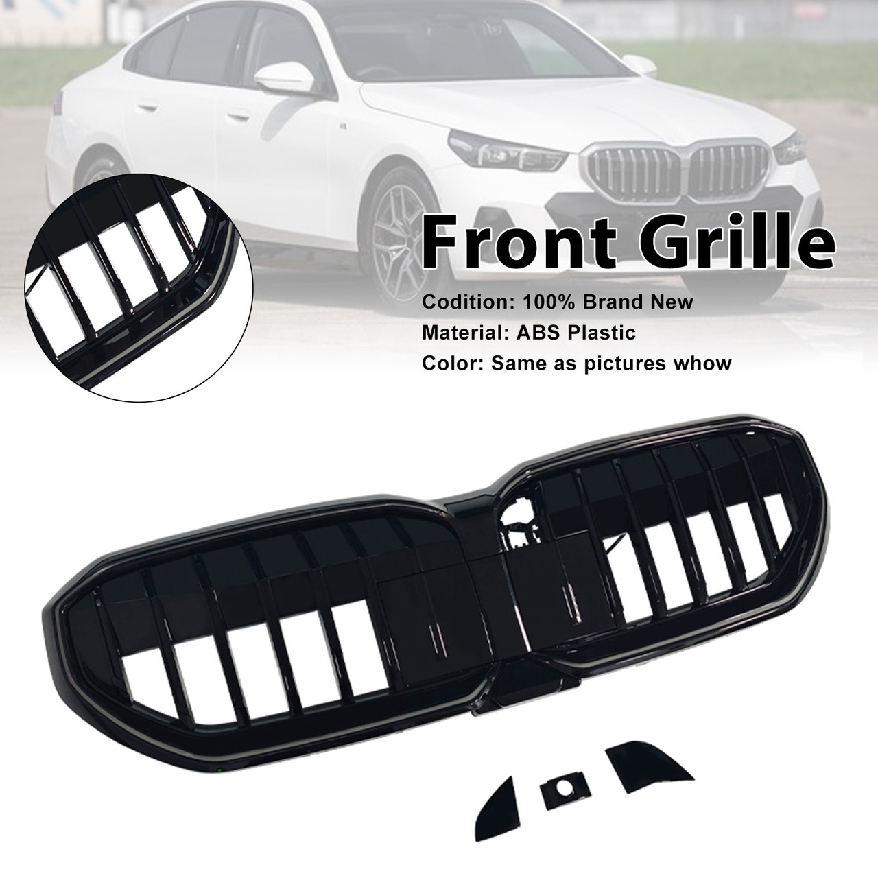 2024-2026 BMW 5 Series I5 G60 G61 G68 M60-Style Front Bumper Grille Black Generic
