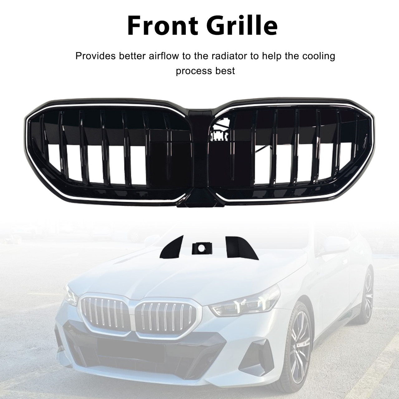 2024-2026 BMW 5 Series I5 G60 G61 G68 M60-Style Front Bumper Grille Black Generic