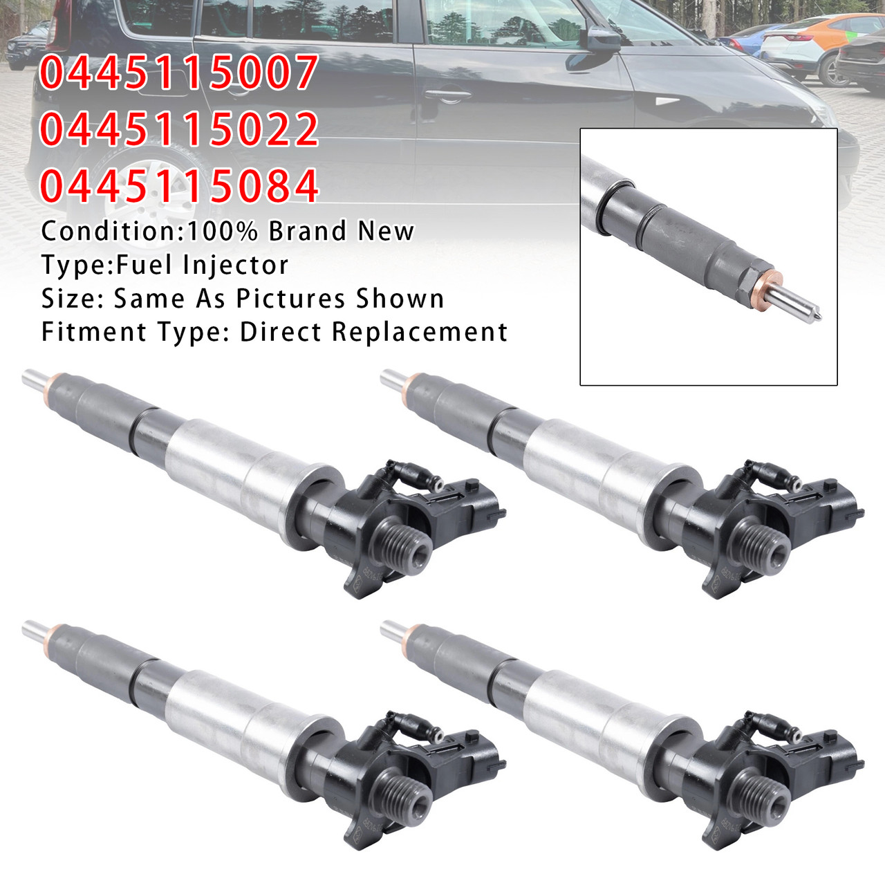 4Pcs Fuel Injector For Renault Trafic Laguna Opel Vivaro 2.0 CDTI 0445115007