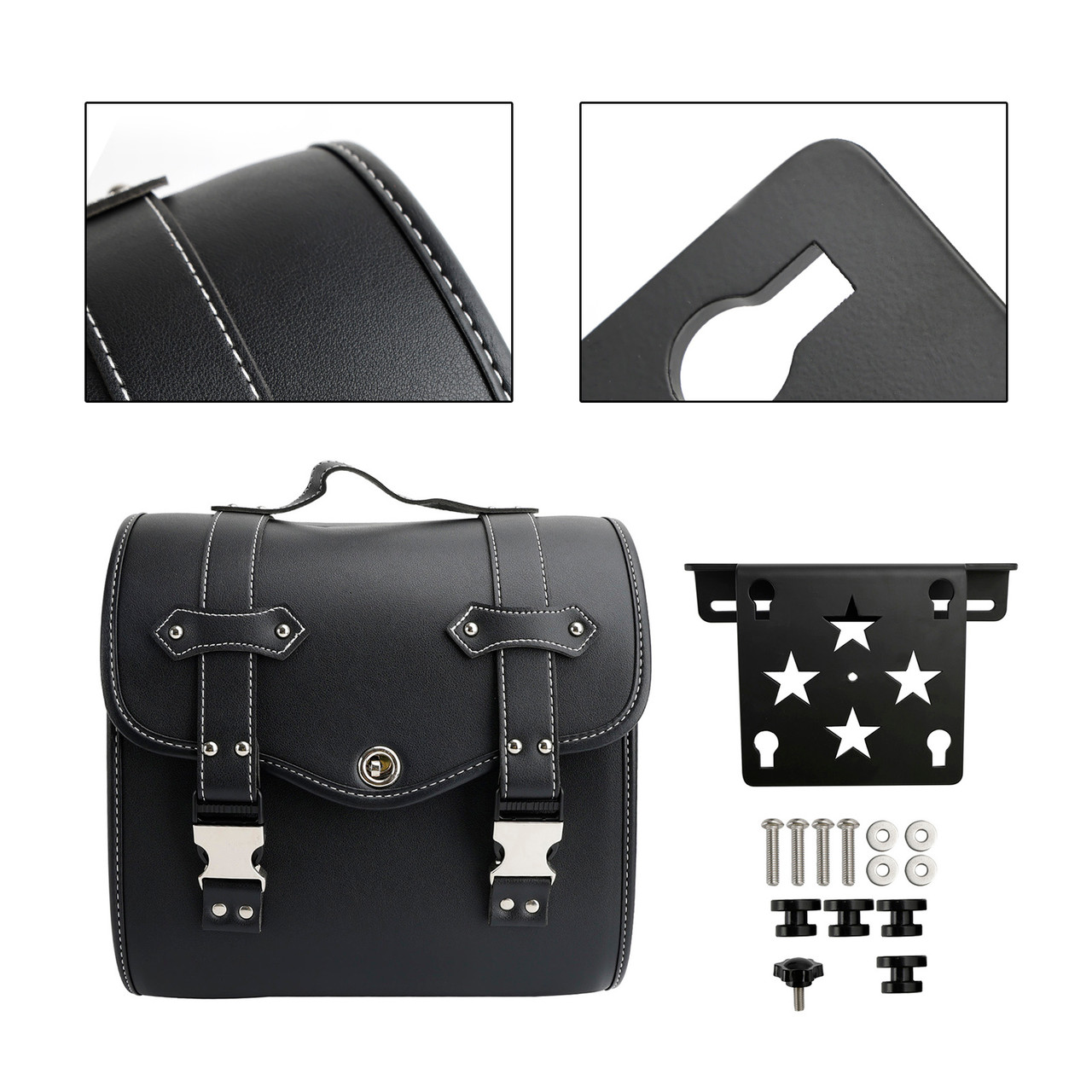 Motorbike Quick Release Saddlebag W/ Bracket Luggage Storage Black Generic