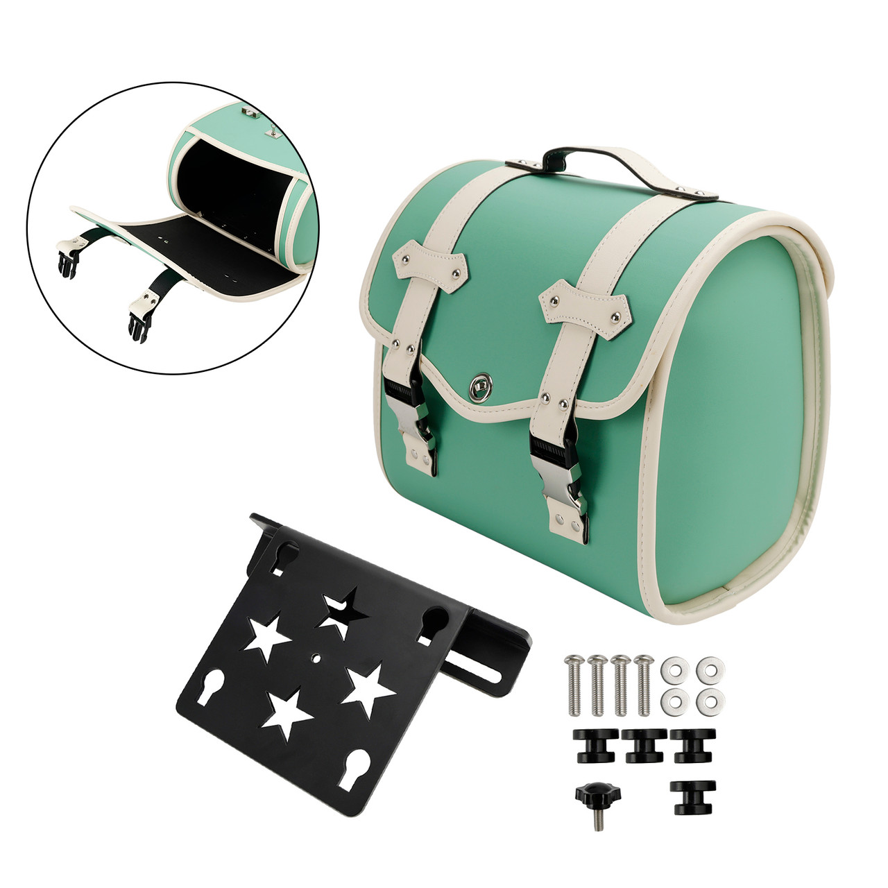 Motorbike Quick Release Saddlebag W/ Bracket Luggage Storage Green Generic
