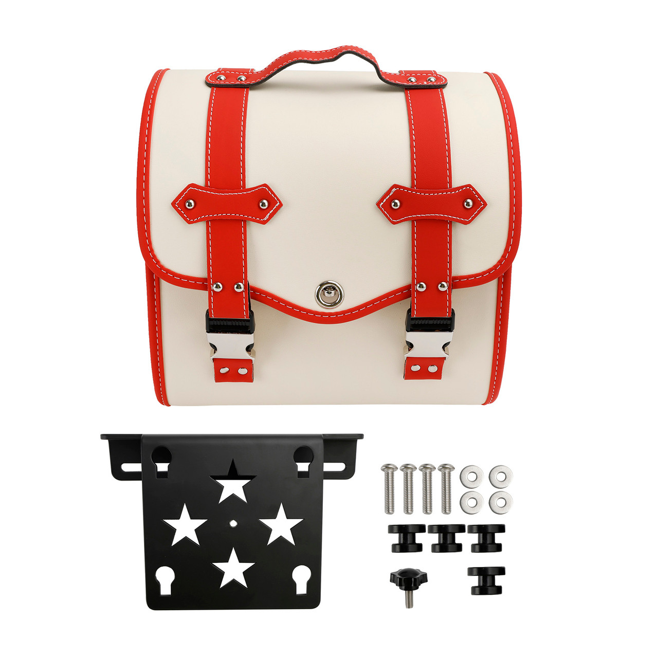 Motorbike Quick Release Saddlebag W/ Bracket Luggage Storage White Generic