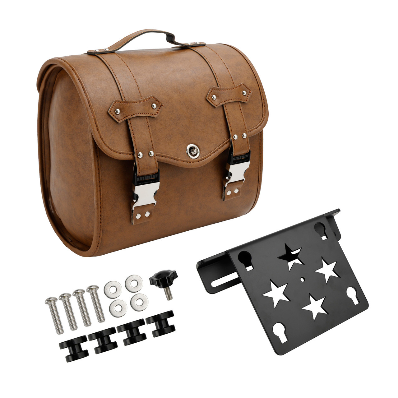 Motorbike Quick Release Saddlebag W/ Bracket Luggage Storage Brown Generic