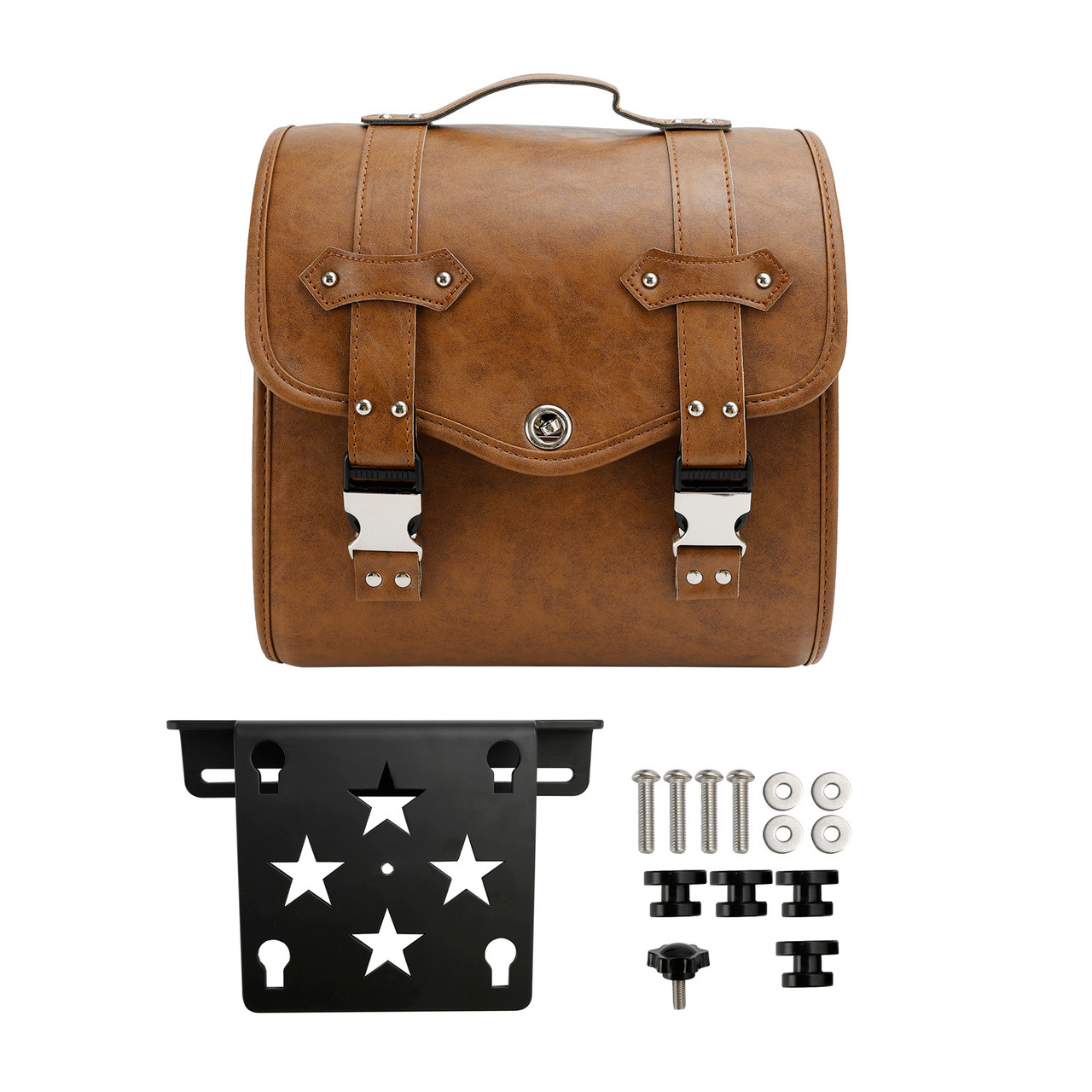 Motorbike Quick Release Saddlebag W/ Bracket Luggage Storage Brown Generic
