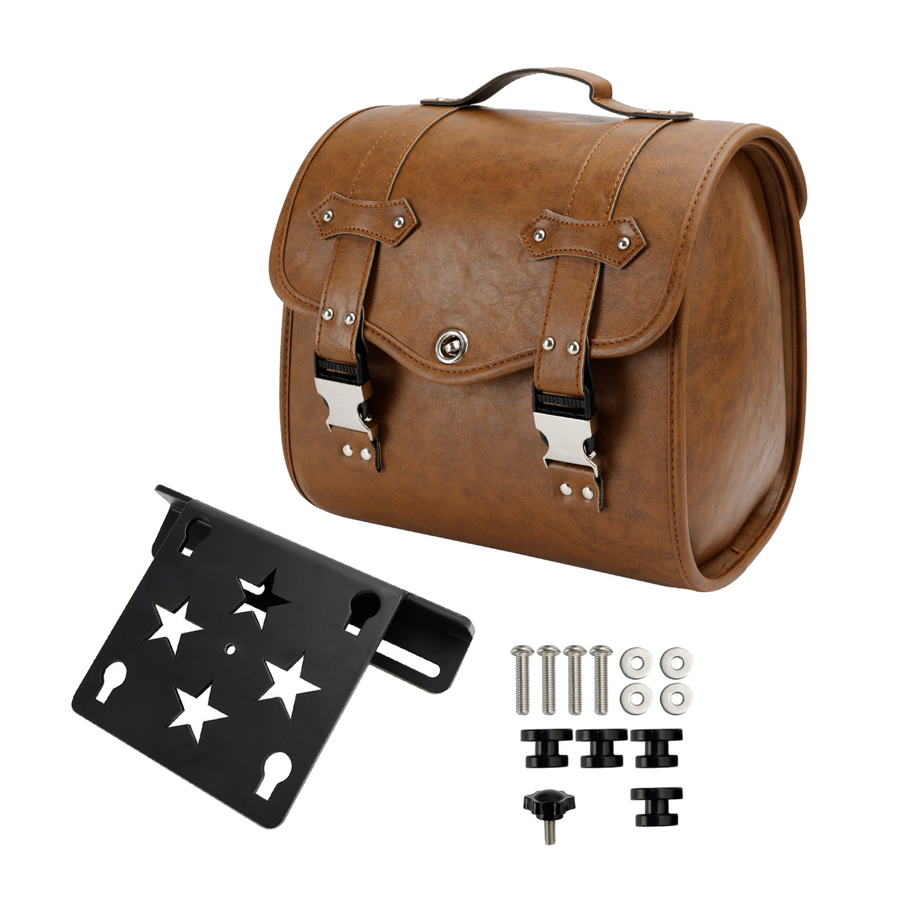 Motorbike Quick Release Saddlebag W/ Bracket Luggage Storage Brown Generic