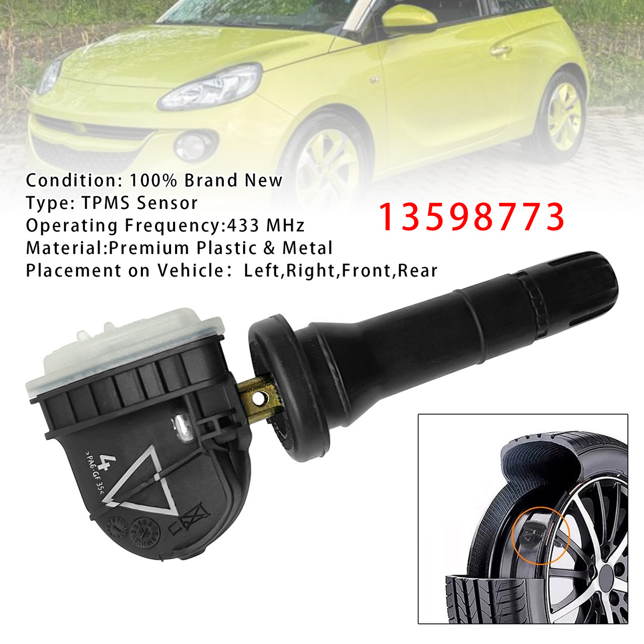 1X TPMS Tire Pressure Sensor For GMC Buick Chevy Silverado Cadillac 13598773