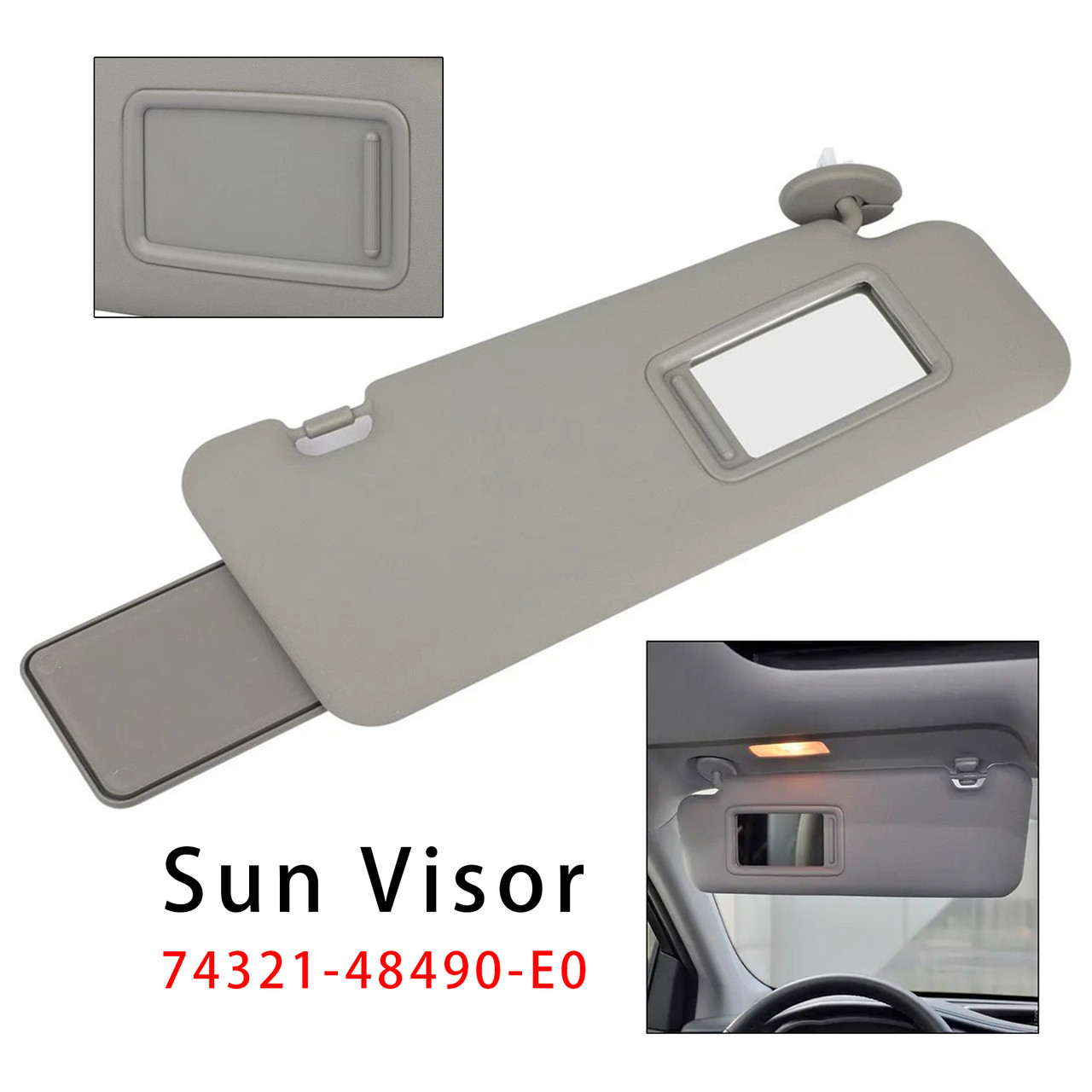 2008-2013 Toyota Highlander Gray Right Side Sun Visor 74321-48490-E0 Generic