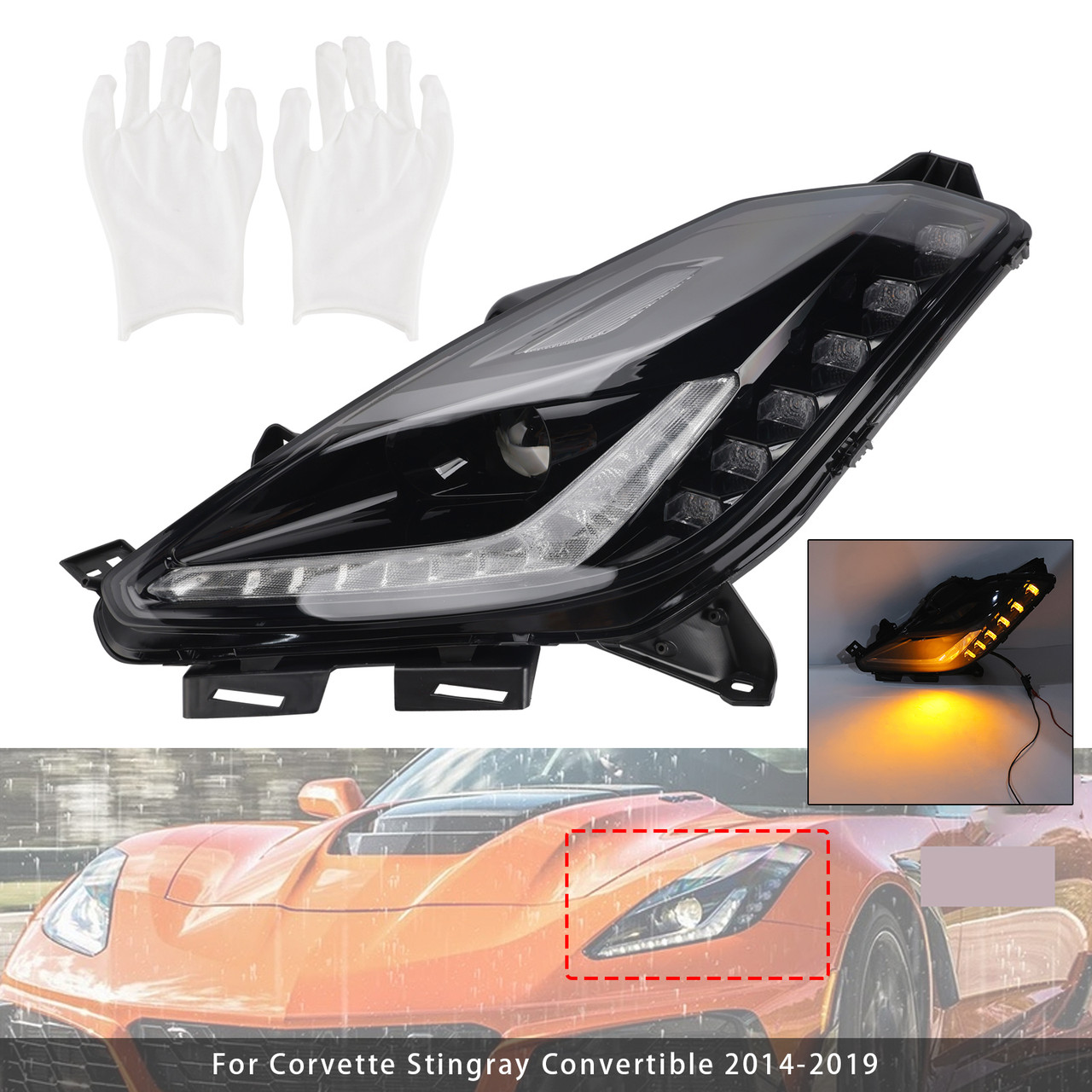 2014-2019 Chevy Corvette C7 Z06 Left HID Xenon Headlight Assembly W/ Ballast 8pin Generic