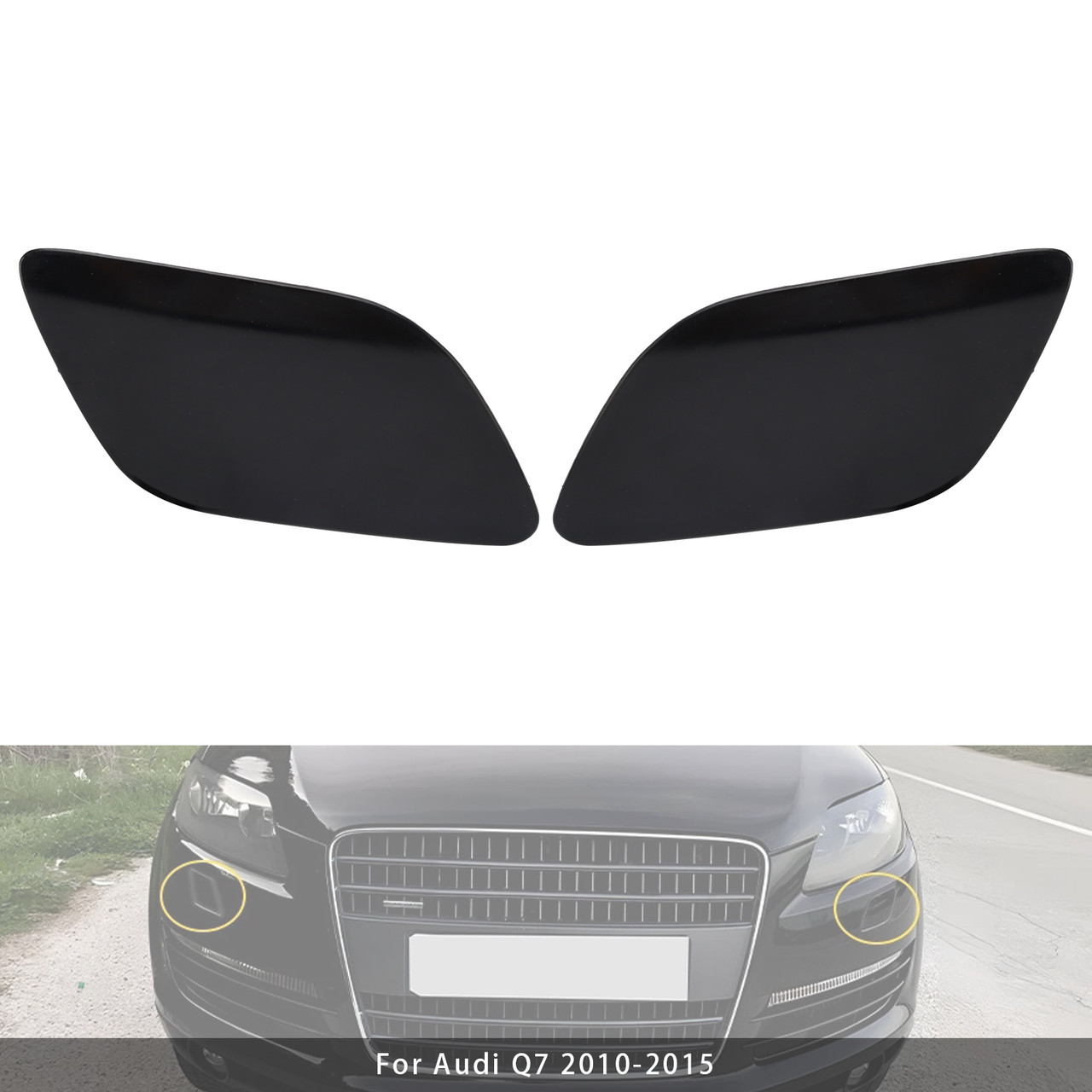 2010-2015 Audi Q7 Left+Right Front Bumper Headlight Washer Cover Nozzle Cap 4L0955275G 4L0955276G Generic