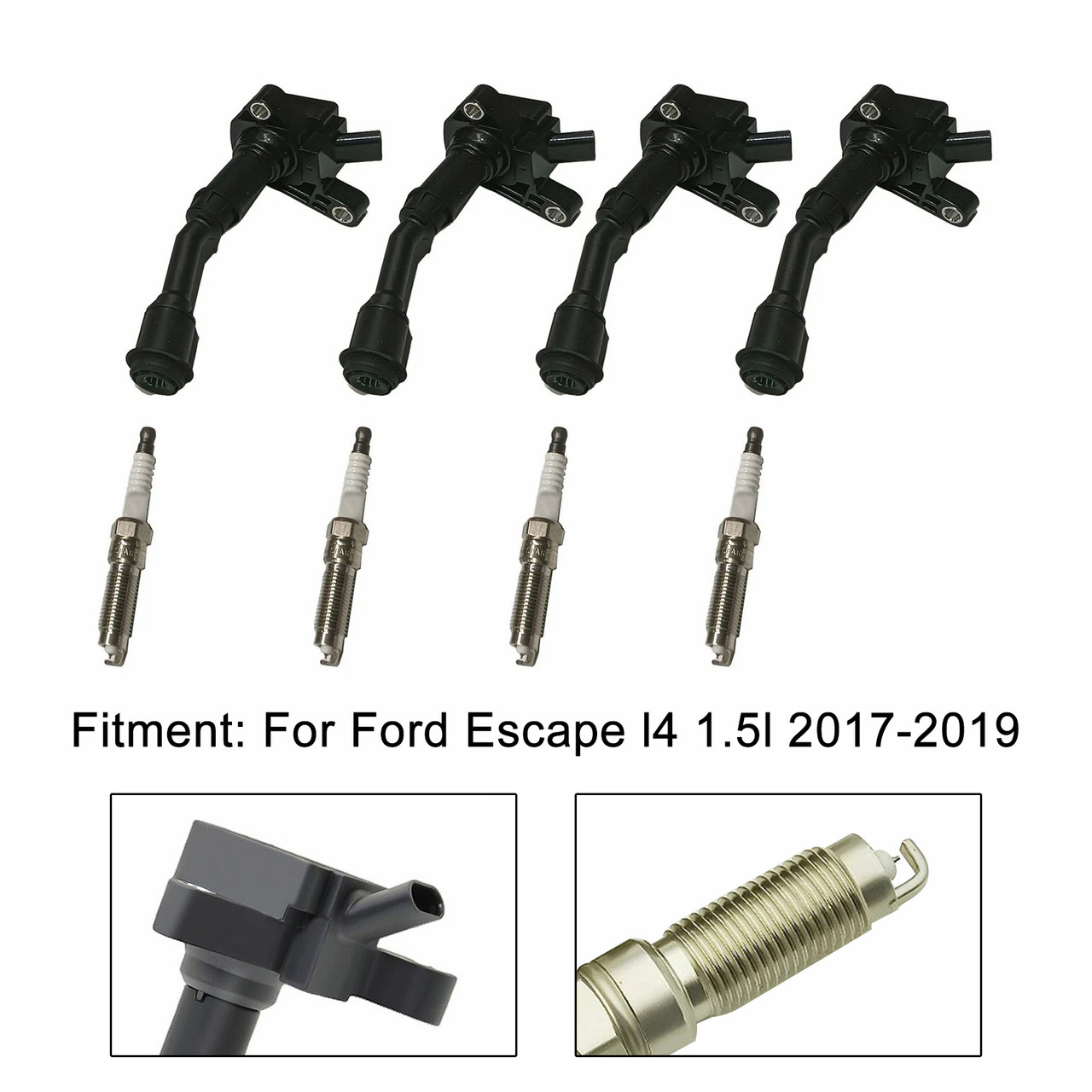 2014-2020 Ford Fusion Escape 1.5L 4X Ignition Coil + 4X Spark Plug UF735 Generic