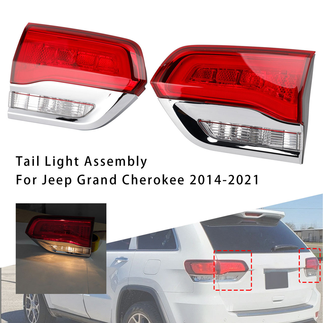 2014-2021 Jeep Grand Cherokee Left+Right Rear Inner Tailight Generic
