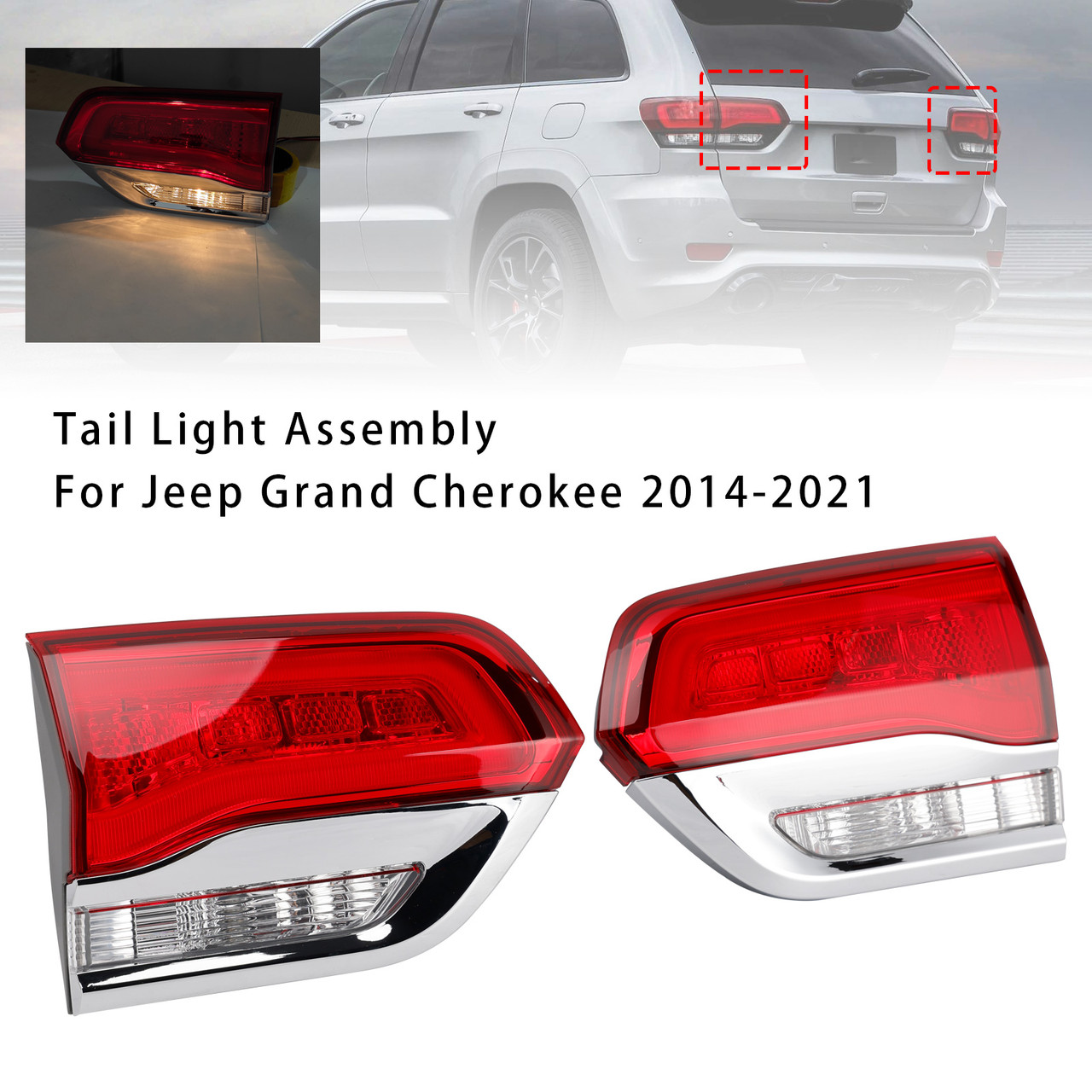 2014-2021 Jeep Grand Cherokee Left+Right Rear Inner Tailight Generic